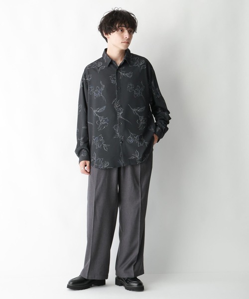 RAGEBLUE(レイジブルー)の「【LUXURY+EASY】ラグイージー/フラワー柄ルーズドレープシャツ(シャツ/ブラウス・メンズ・ブラック/ホワイト・MEDIUM/LARGE)」の20枚目の写真