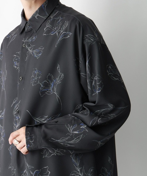 RAGEBLUE(レイジブルー)の「【LUXURY+EASY】ラグイージー/フラワー柄ルーズドレープシャツ(シャツ/ブラウス・メンズ・ブラック/ホワイト・MEDIUM/LARGE)」の16枚目の写真