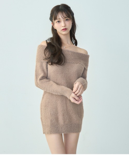 TITTY&CO.（ティティーアンドコー）の「シャギーオフショルミニワンピース（ワンピース・レディース・モカ/レッド/グレー/ブラック・FREE）」の20枚目の写真