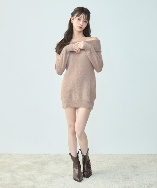 TITTY&CO.（ティティーアンドコー）の「シャギーオフショルミニワンピース（ワンピース・レディース・モカ/レッド/グレー/ブラック・FREE）」の21枚目の写真