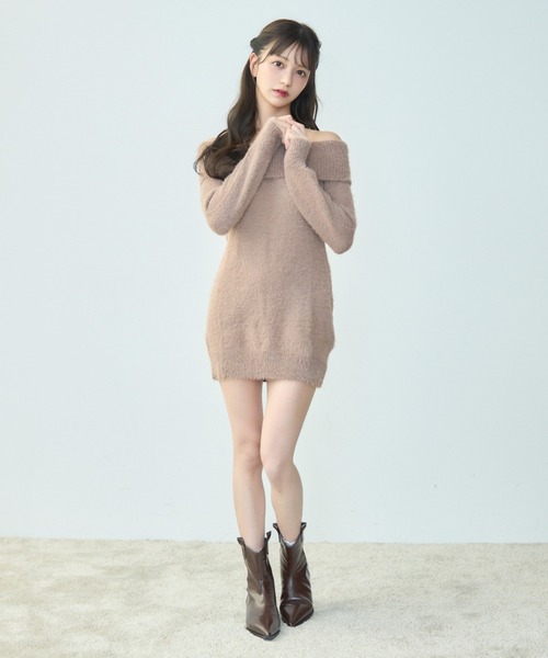 TITTY&CO.（ティティーアンドコー）の「シャギーオフショルミニワンピース（ワンピース・レディース・モカ/レッド/グレー/ブラック・FREE）」の22枚目の写真