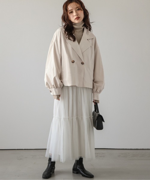 AMELY（エミリー）の「バックフリルテーラードブルゾン（ブルゾン・レディース・ベージュ系その他/グレイッシュベージュ/ブラック/ベージュ・フリー）」の22枚目の写真
