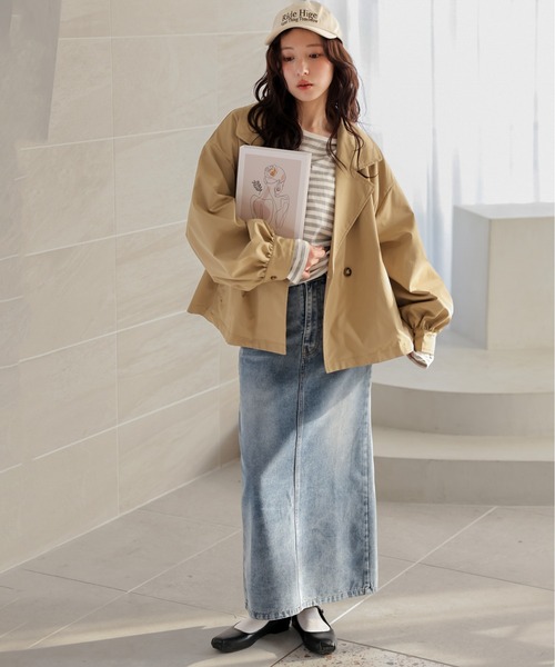 AMELY（エミリー）の「バックフリルテーラードブルゾン（ブルゾン・レディース・ベージュ系その他/グレイッシュベージュ/ブラック/ベージュ・フリー）」の11枚目の写真