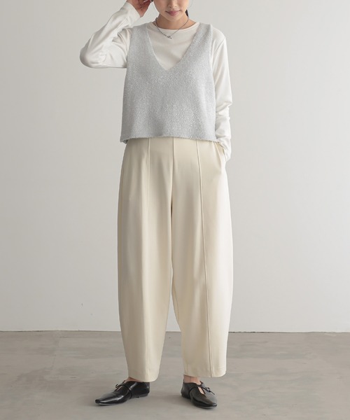 for/c(フォーシー)の「ポンチカーブワイドパンツ【サスティナブル】(その他パンツ・レディース・ブラック/アイボリー・L/M/LL)」の12枚目の写真
