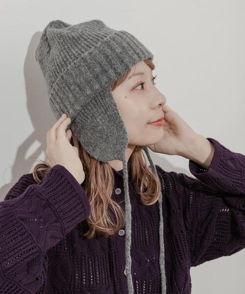 SMELLY(スメリー)の「イヤーニットキャップ(ニットキャップ/ビーニー・レディース・グレー/ブラック/アイボリー・-)」の3枚目の写真