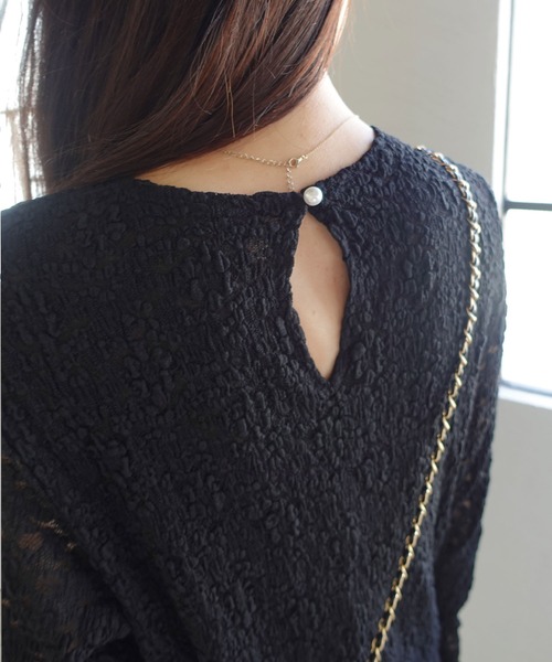 CORNERS（コーナーズ）の「レースロングワンピース（ワンピース・レディース・ブラック/アイボリー・M）」の4枚目の写真