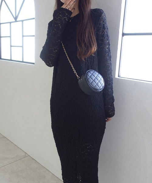 CORNERS（コーナーズ）の「レースロングワンピース（ワンピース・レディース・ブラック/アイボリー・M）」の5枚目の写真