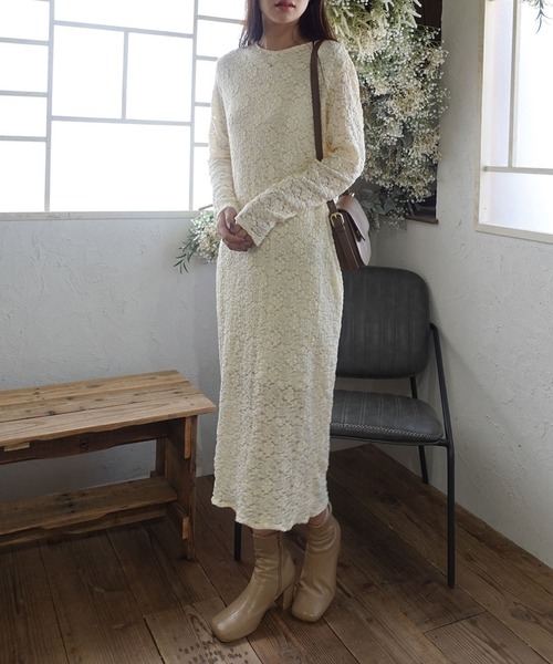 CORNERS（コーナーズ）の「レースロングワンピース（ワンピース・レディース・ブラック/アイボリー・M）」の8枚目の写真