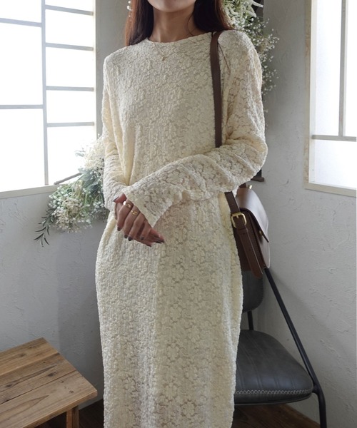 CORNERS（コーナーズ）の「レースロングワンピース（ワンピース・レディース・ブラック/アイボリー・M）」の10枚目の写真