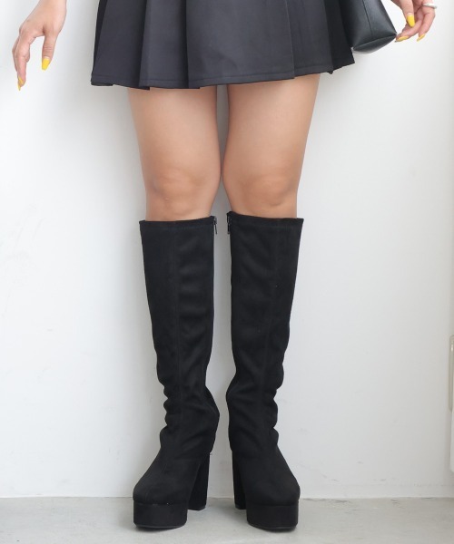 DEMETER(デメテル)の「厚底 プラットフォーム 太ヒール ストレッチ ロングブーツ(ブーツ・レディース・ブラック/ブラック系その他・LL/S/M/L)」の21枚目の写真