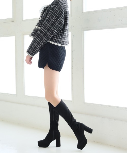 DEMETER(デメテル)の「厚底 プラットフォーム 太ヒール ストレッチ ロングブーツ(ブーツ・レディース・ブラック/ブラック系その他・LL/S/M/L)」の5枚目の写真
