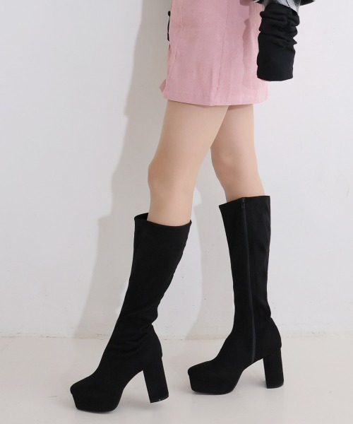 DEMETER(デメテル)の「厚底 プラットフォーム 太ヒール ストレッチ ロングブーツ(ブーツ・レディース・ブラック/ブラック系その他・LL/S/M/L)」の7枚目の写真