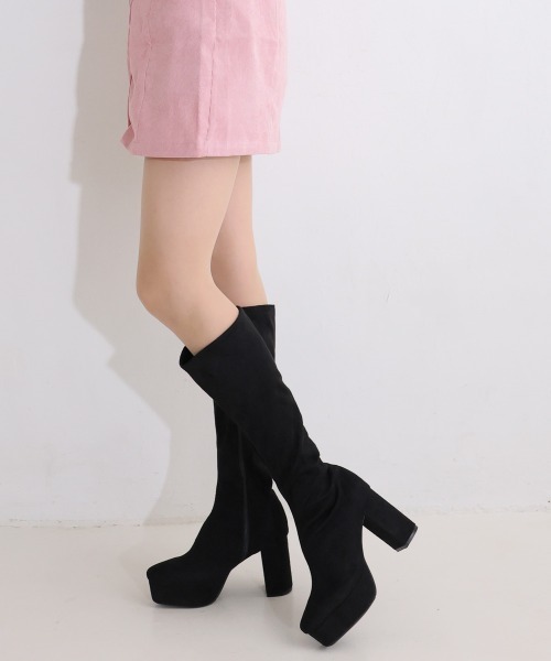 DEMETER(デメテル)の「厚底 プラットフォーム 太ヒール ストレッチ ロングブーツ(ブーツ・レディース・ブラック/ブラック系その他・LL/S/M/L)」の8枚目の写真