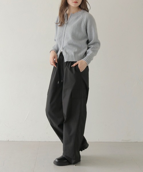 HER CLOSET(ハークローゼット)の「【shemoshelly】ショート丈ダブルジップニットカーディガン(カーディガン/ボレロ・レディース・ライトグレー/オレンジ/ブラック/アイボリー・M)」の13枚目の写真