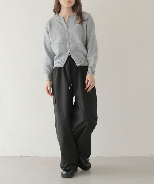HER CLOSET(ハークローゼット)の「【shemoshelly】ショート丈ダブルジップニットカーディガン(カーディガン/ボレロ・レディース・ライトグレー/オレンジ/ブラック/アイボリー・M)」の14枚目の写真