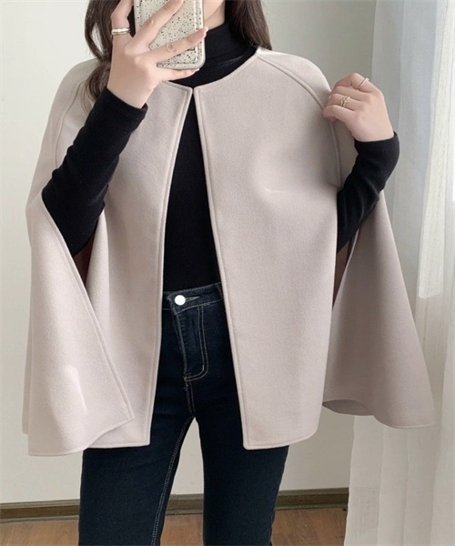 セール】ノーカラーケープポンチョコート（ポンチョ）｜FREE STYLISTS