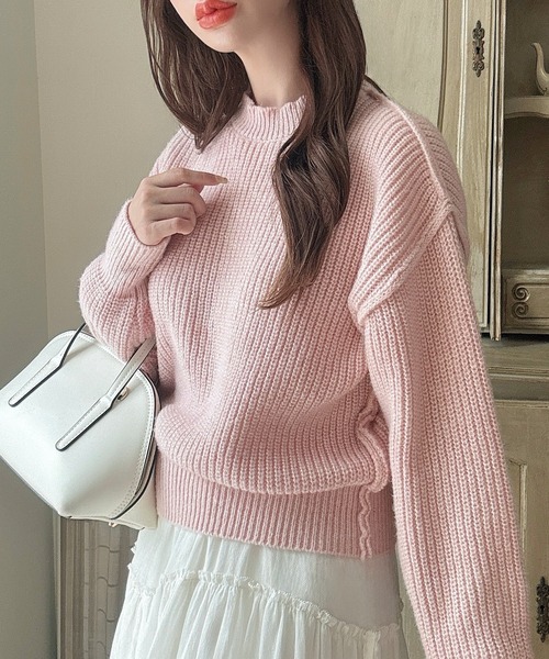 Meiru（メイル）の「アウトリンキングニット（ニット/セーター・レディース・ピンク/ブラック/ブルーグリーン・MEDIUM/LARGE）」の8枚目の写真