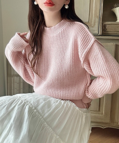 Meiru（メイル）の「アウトリンキングニット（ニット/セーター・レディース・ピンク/ブラック/ブルーグリーン・MEDIUM/LARGE）」の14枚目の写真