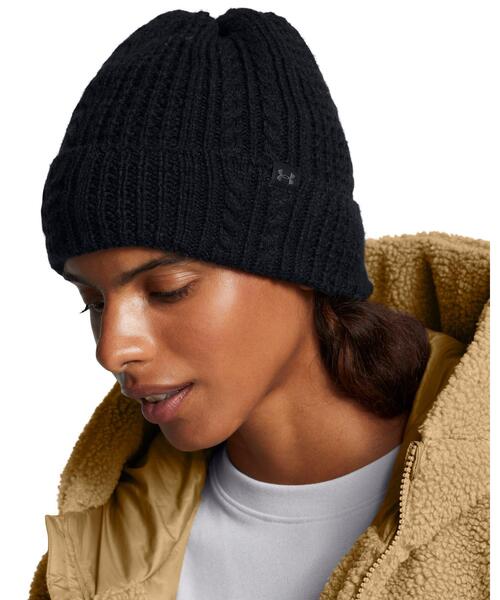 UNDER ARMOUR(アンダーアーマー)の「UAハーフタイム ケーブル 二ット ビーニー(ライフスタイル/レディース)(キャップ・レディース・ブラック・ONESIZE)」の2枚目の写真