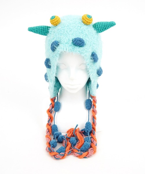 an meets zakka（アンミツザッカ）の「an meets zakka 未確認モンスターイヤーフラップニット帽（ニットキャップ/ビーニー・レディース・パープル/ライトブルー/アイボリー/グリーン/ブラウン・ONESIZE）」の9枚目の写真