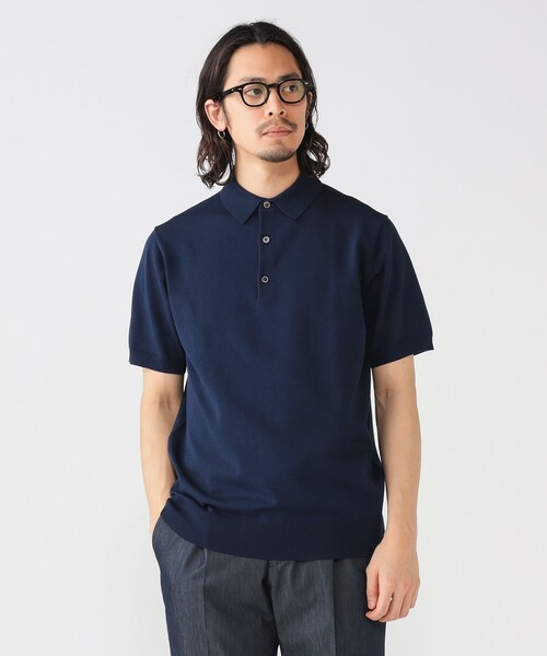 ニット ポロシャツ  (Light Blue) M MENS サマーニットポロ サックス/072342710