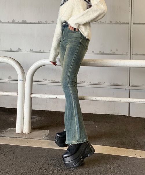 non-hedge(ノンヘッジ)の「デニムフレアパンツ(デニムパンツ・レディース・ブルー/グレー/ブラック・S/M)」の8枚目の写真