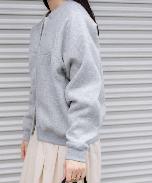 FORK&SPOON（フォークアンドスプーン）の「FORK&SPOON　裏毛ジップカーディガン（カーディガン/ボレロ・レディース・ブラック/グレー系その他/ベージュ・1）」の4枚目の写真