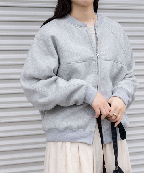 FORK&SPOON（フォークアンドスプーン）の「FORK&SPOON　裏毛ジップカーディガン（カーディガン/ボレロ・レディース・ブラック/グレー系その他/ベージュ・1）」の7枚目の写真