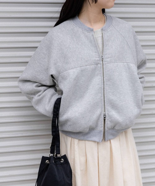 FORK&SPOON（フォークアンドスプーン）の「FORK&SPOON　裏毛ジップカーディガン（カーディガン/ボレロ・レディース・ブラック/グレー系その他/ベージュ・1）」の9枚目の写真