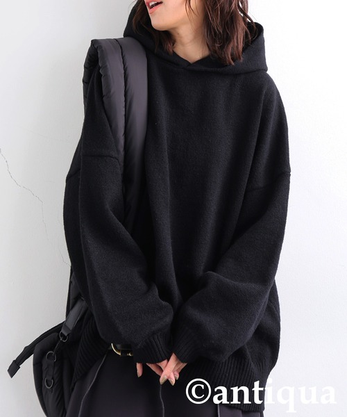 antiqua(アンティカ)の「ニットフーディー(ニット/セーター・レディース・オレンジ/ブラック/ベージュ/ライム/グレー・ONESIZE)」の12枚目の写真