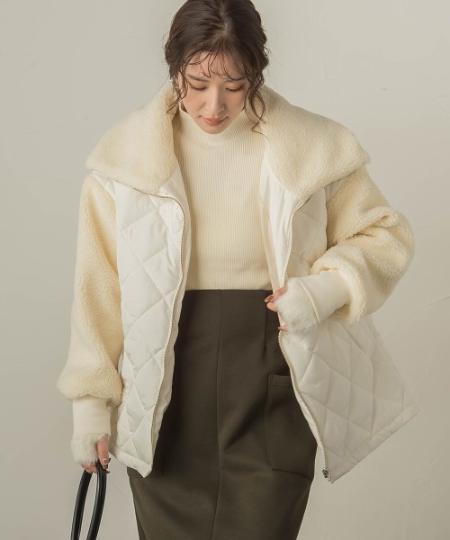 VICKY（ビッキー）の「キルトボアドッキングブルゾン（ブルゾン・レディース・チャコールグレー/オフホワイト/ブラック・M）」の21枚目の写真