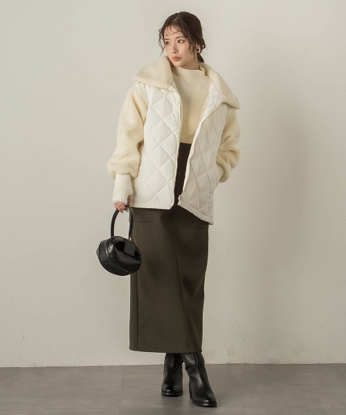 VICKY（ビッキー）の「キルトボアドッキングブルゾン（ブルゾン・レディース・チャコールグレー/オフホワイト/ブラック・M）」の4枚目の写真