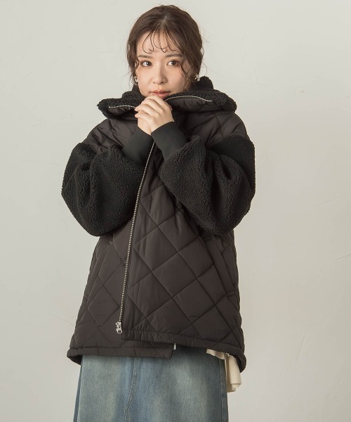 VICKY（ビッキー）の「キルトボアドッキングブルゾン（ブルゾン・レディース・チャコールグレー/オフホワイト/ブラック・M）」の6枚目の写真