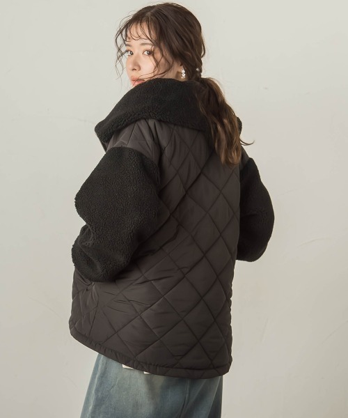VICKY（ビッキー）の「キルトボアドッキングブルゾン（ブルゾン・レディース・チャコールグレー/オフホワイト/ブラック・M）」の7枚目の写真
