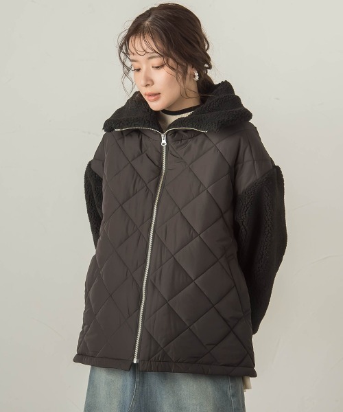 VICKY（ビッキー）の「キルトボアドッキングブルゾン（ブルゾン・レディース・チャコールグレー/オフホワイト/ブラック・M）」の9枚目の写真