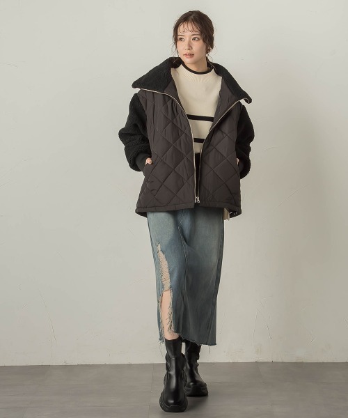 VICKY（ビッキー）の「キルトボアドッキングブルゾン（ブルゾン・レディース・チャコールグレー/オフホワイト/ブラック・M）」の10枚目の写真