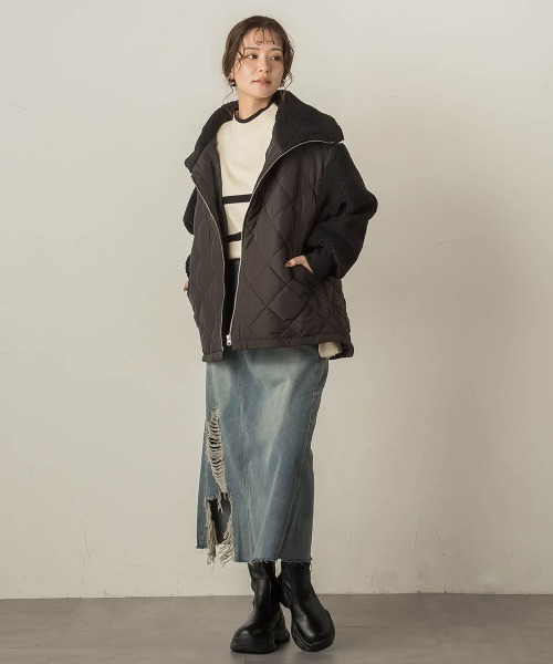 VICKY（ビッキー）の「キルトボアドッキングブルゾン（ブルゾン・レディース・チャコールグレー/オフホワイト/ブラック・M）」の11枚目の写真