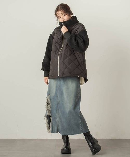 VICKY（ビッキー）の「キルトボアドッキングブルゾン（ブルゾン・レディース・チャコールグレー/オフホワイト/ブラック・M）」の13枚目の写真