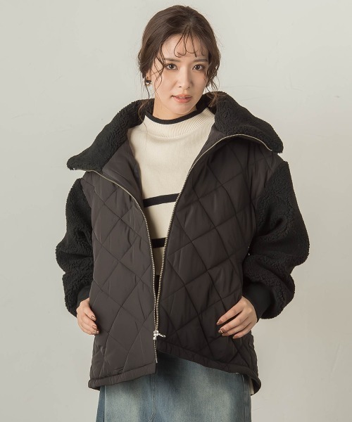 VICKY（ビッキー）の「キルトボアドッキングブルゾン（ブルゾン・レディース・チャコールグレー/オフホワイト/ブラック・M）」の5枚目の写真