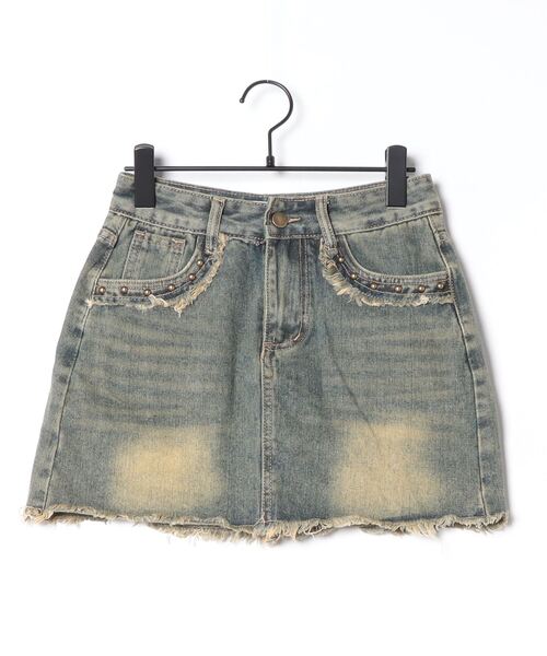 .KOM（ドットコム）の「『.KOM/ドットケーオーエム』ダメージデニムスカート【Y】【CN】（デニムスカート・レディース・インディゴブルー・M/S）」の7枚目の写真