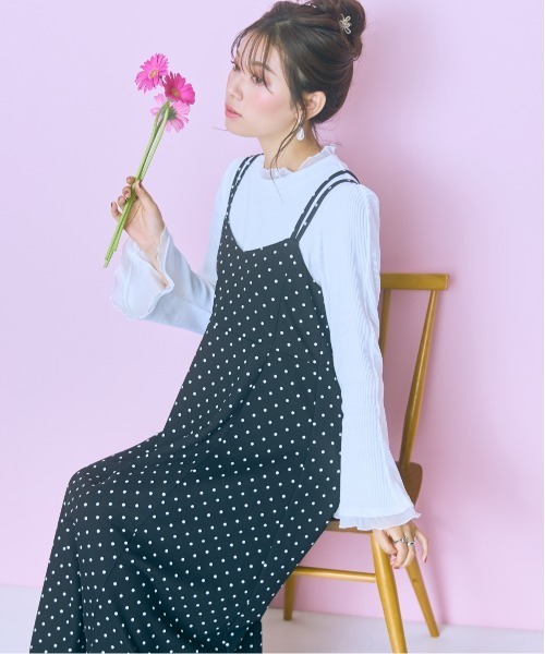 marun(マルン)の「<大きいサイズ>カットジャージーキャミワンピース marun(ワンピース・レディース・ブラック/ホワイト系/ブラック系・L/LL/3L/4L/5L)」の3枚目の写真