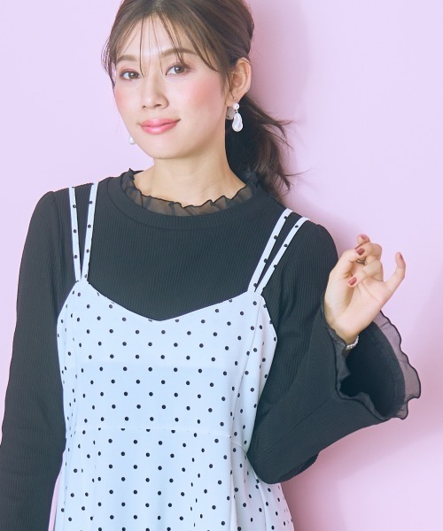 marun(マルン)の「<大きいサイズ>カットジャージーキャミワンピース marun(ワンピース・レディース・ブラック/ホワイト系/ブラック系・L/LL/3L/4L/5L)」の5枚目の写真