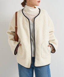 un dix cors | リバーシブルパイピングボアコート(ノーカラーコート)