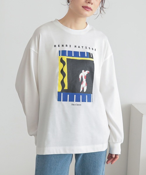 n'OrLABEL（ノアールレーベル）の「『絵画プリントロンT』（Tシャツ/カットソー・レディース・ホワイト/ブラック/ホワイト系その他・1/2）」の4枚目の写真