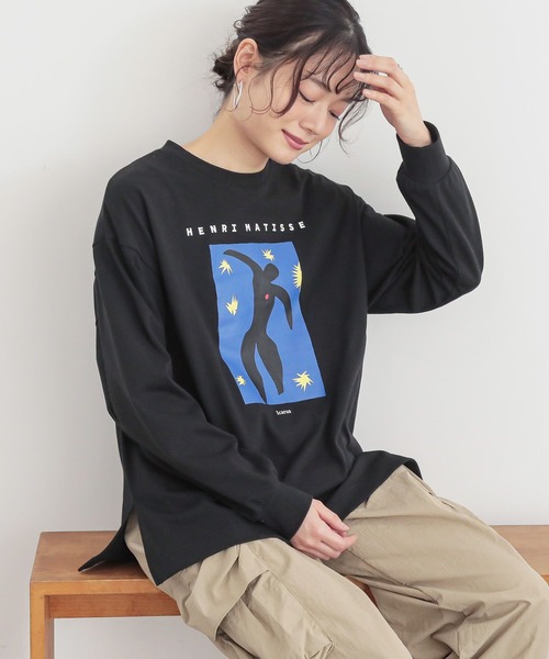 n'OrLABEL（ノアールレーベル）の「『絵画プリントロンT』（Tシャツ/カットソー・レディース・ホワイト/ブラック/ホワイト系その他・1/2）」の9枚目の写真