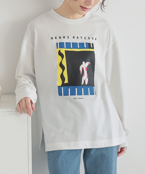 n'OrLABEL（ノアールレーベル）の「『絵画プリントロンT』（Tシャツ/カットソー・レディース・ホワイト/ブラック/ホワイト系その他・1/2）」の5枚目の写真