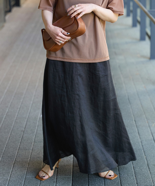 B.C STOCK(ベーセーストック)の「《追加3》手洗い可 / フレンチリネンギャザースカート(スカート・レディース・ブラックミックス/カーキ/ブラック/ピンク/グリーン/ホワイト・FREE)」の10枚目の写真