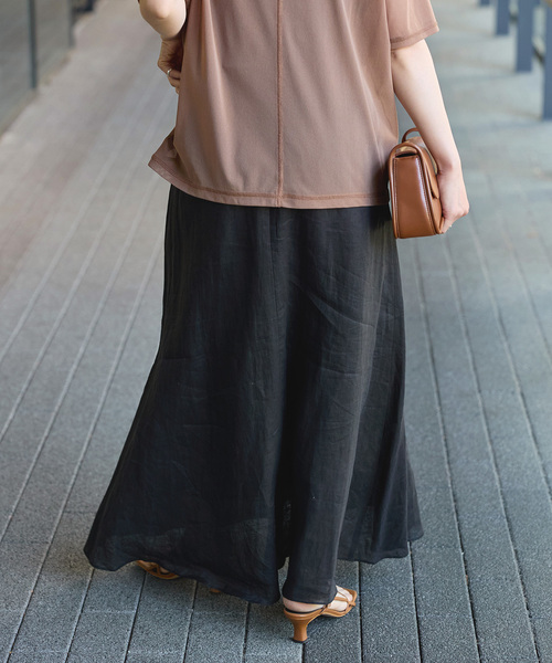 B.C STOCK(ベーセーストック)の「《追加3》手洗い可 / フレンチリネンギャザースカート(スカート・レディース・ブラックミックス/カーキ/ブラック/ピンク/グリーン/ホワイト・FREE)」の12枚目の写真