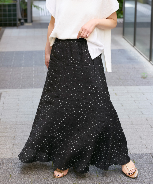 B.C STOCK(ベーセーストック)の「《追加3》手洗い可 / フレンチリネンギャザースカート(スカート・レディース・ブラックミックス/カーキ/ブラック/ピンク/グリーン/ホワイト・FREE)」の16枚目の写真