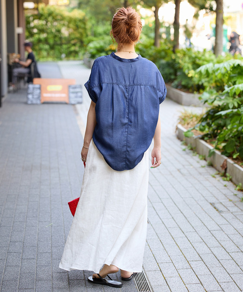 B.C STOCK(ベーセーストック)の「《追加3》手洗い可 / フレンチリネンギャザースカート(スカート・レディース・ブラックミックス/カーキ/ブラック/ピンク/グリーン/ホワイト・FREE)」の21枚目の写真